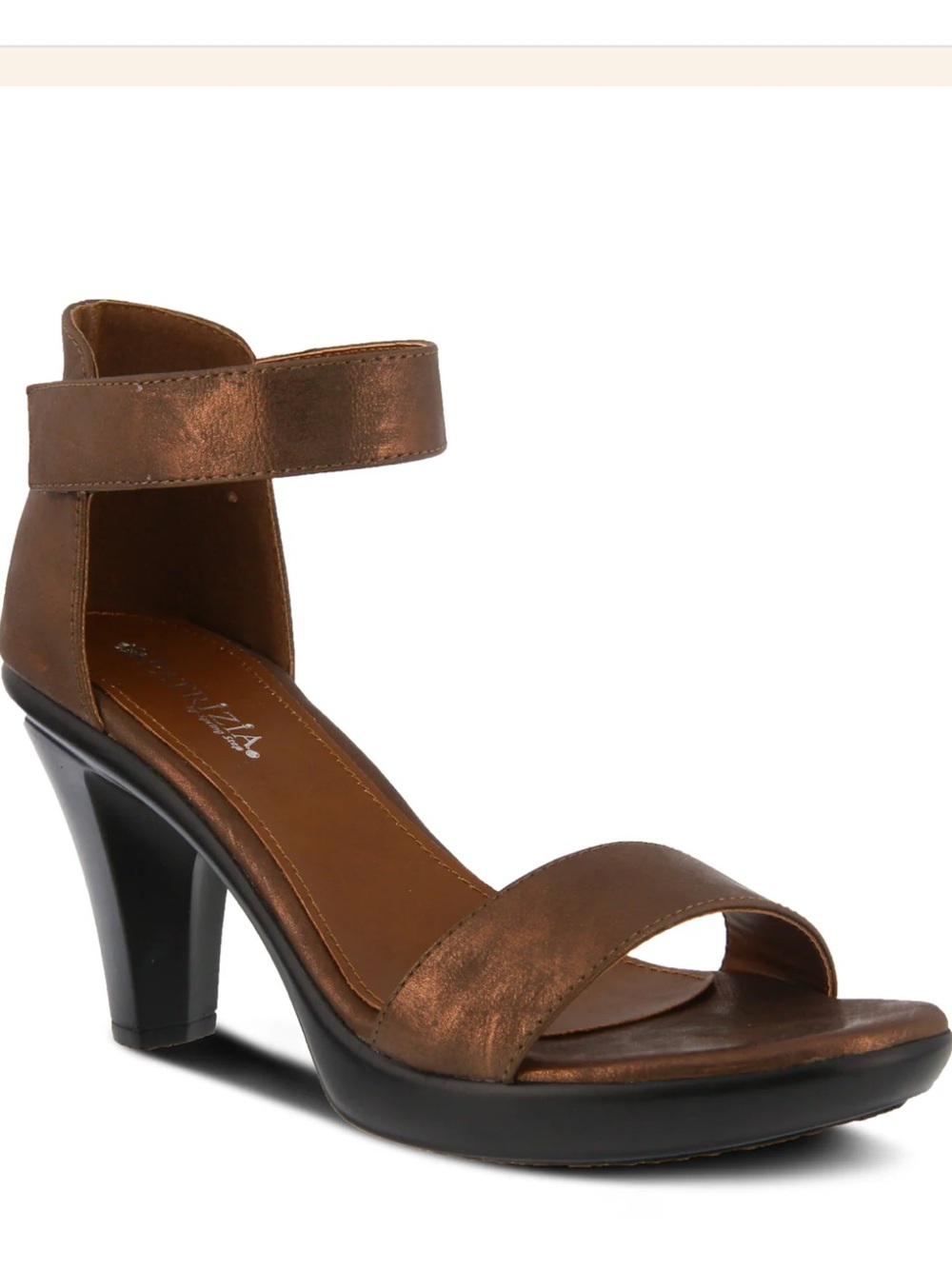 Patrizia Idol Sandal, Bronze Metallic Ankle-Strap Heel Sandal, size 11 (42), new